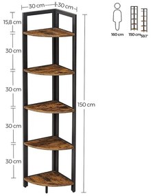 VASAGLE 5-poschodová rohová knižnica LLS803B01