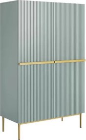 Vysoká komoda Nicole 100 cm - šalviová / zlatá