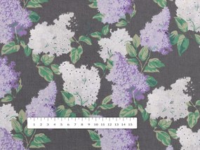 Biante Veľký bavlnený obdĺžnikový obrus Sandra SA-384 Kvety orgovánu na sivom 180x260 cm