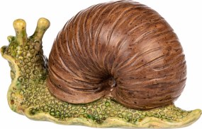Záhradná dekorácia Slimák, tm. hnedá, 16 x 7 x 10 cm, keramika