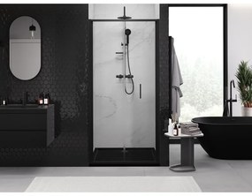 Mexen Exo, skladacie dvere do otvoru 70x200 cm, 6mm číre sklo, čierny profil, 816-070-000-70-00