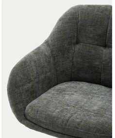 Tmavozelené čalúnené jedálenské kreslo s podrúčkami Dorina – Kave Home