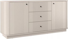 Komoda Vesper 160 cm so zásuvkami na sokli - kašmír / čierne úchytky