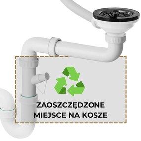 Gamma Gamma, 1-komorový manuálny sifón pre granitové drezy, grafitová, GMA-1M11BK