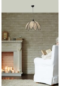 Luster na lanku FUME 1xE27/40W/230V pr. 40 cm čierna/béžová