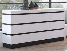 Široká úložná komoda Campania 161 cm, biela/antracit