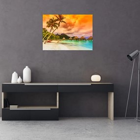 Sklenený obraz - Ostrov Bora Bora (70x50 cm)