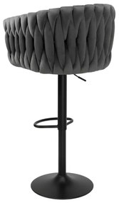 Barová stolička COFTON zamatová, grafitová / čierna