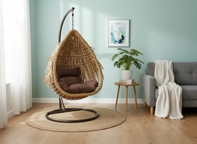 CH AZTEC ZÁVESNÁ STOLIČKA – PRÍRODNÁ, HNEDÝ VANKÚŠ, HNEDÝ RÁM