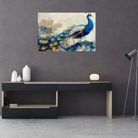 Obraz - Páv, maľba (90x60 cm)