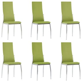 Jedálenské stoličky 6 ks, zelené, umelá koža