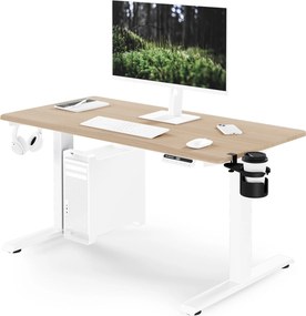 Elektrický stôl s nastaviteľnou výškou ergonomický biely/dub sonoma,1200x600 mm: ARIA