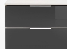 Nočný stolík Easy Plus, biely / sivé sklo