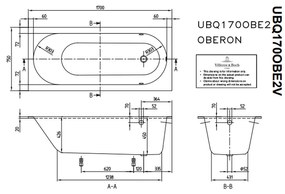 Villeroy & Boch Oberon Solo - Vaňa 1700x750 mm, alpská biela UBQ170OBE2V-01