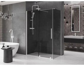 Mexen Velar, sprchový kút s posuvnými dverami 150 x 75 cm, 8mm šedé sklo, biela matná, 871-150-075-41-20