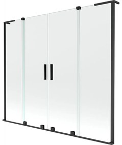 Mexen Velar L Duo, 2-krídlová posuvná vaňová zástena 170 x 150 cm, 8mm číre sklo, čierna matná, 896-170-003-02-70