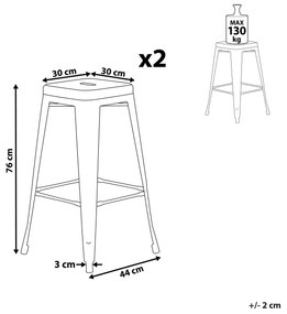 Sada 2 oceľových barových stoličiek 76 cm žltá/zlatá CABRILLO Beliani