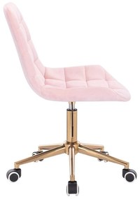 LuxuryForm DESIGN Stolička PARIS VELUR na zlatej podstave s kolieskami - svetlo ružová
