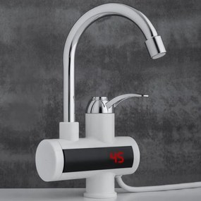 Erga Hiteo, LCD elektrický prietokový okamžitý ohrievač vody 3600W, chrómová-biela, ERG-YKA-BZ.HITEO
