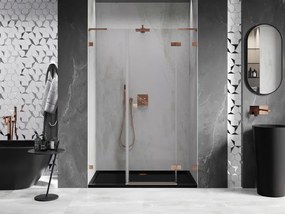 Mexen Lunar L, pravé otočné sprchové dvere 155 cm, 8mm číre sklo, medený matný profil, 834SL-155-050-65-00-P