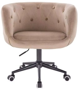 LuxuryForm DESIGN Kreslo MONTANA VELUR na čiernej podstave s kolieskami - latte