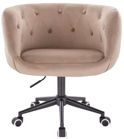 LuxuryForm DESIGN Kreslo MONTANA VELUR na čiernej podstave s kolieskami - latte