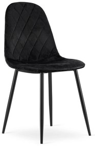 Čierna zamatová stolička ASTI s čiernymi nohami