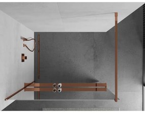 Mexen Kioto, sprchová zástena s poličkou a držiakom na uteráky 80 x 200 cm, 8mm sklo s efektom zrkadla, profil ružové zlato, 800-080-121-60-50