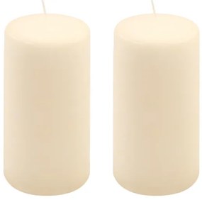 Sada stĺpových sviečok, 15 cm, Ø 7,5 cm, krémová, 2 ks