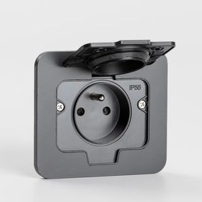 Brilagi - Vonkajšia zapustená obdĺžniková podlahová zásuvka IP55 čierna