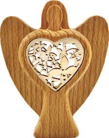 AMADEA Drevený anjel s vkladom - ornament, masívne drevo, výška 10 cm