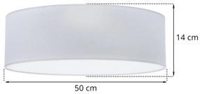 Stropné svietidlo Gaja, 1x svetlosivé textilné tienidlo, (biele plexisklo), (fi 50cm)