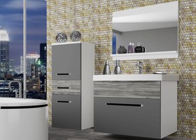 Kúpeľňový nábytok Belini šedý mat / šedý antracit Glamour Wood + umývadlo + zrkadlo  ROD M 2/0/W/SRGW/0/ZW