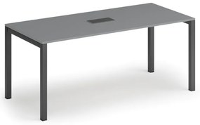 Rokovací stôl PRIMO SQUARE, 180x80 cm, grafit + stolná zásuvka TYP I, čierna