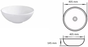 Gamma Dori, umývadlo na dosku 405x405x145 mm, biela lesklá, GMA-UC-DORI