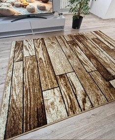Hnedý koberec Shiraz BCF so vzorom dreva – klasický štýl Rozmer: 100x190 cm