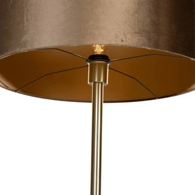 Stojacia lampa mosadz s velúrovým tienidlom bronz 50 cm - Simplo