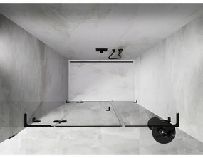 Mexen Lunar L, ľavé otočné sprchové dvere 160 cm, číre sklo, čierny profil, 834SL-160-050-70-00-L