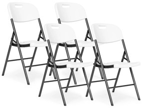 ModernHome Sada 4 skladacích stoličiek, kovový rám HDPE - biela, ModernHome