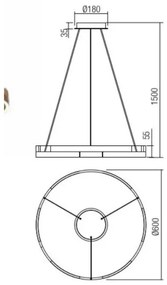 Redo 01-3173 - LED Stmievateľný luster na lanku CASTLE LED/36W/230V čierna