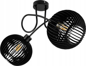 BERGE LED stropné svietidlo 2XE27, drevené, čierne