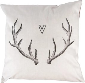 Béžová obliečka na vankúš s parožím Christmas Deer - 45*45 cm