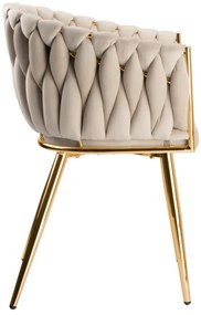 Jedálenská stolička COFTON zamatová, zlatá / béžová