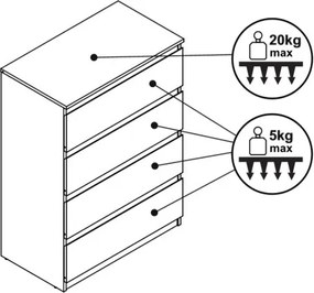 Komoda so 4 zásuvkami Carlos, dub artisan, 75 cm