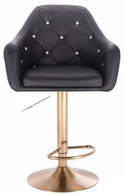 LuxuryForm DESIGN Barová stolička ROMA na zlatom tanieri - čierna