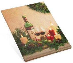 Nexos 86706 Nástenná maľba sviečky s vínom, 5 LED, 30 x 40 cm