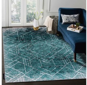 Moderný koberec DE LUXE 626 Geometrický , diamanty - Štrukturálny sivý/ verde