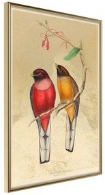 Artgeist Plagát - Birds Twig [Poster] Veľkosť: 20x30, Verzia: Zlatý rám s passe-partout