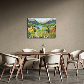 Obraz - Dedina v horách (70x50 cm)