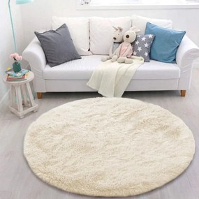 Protišmykový koberec SHAGGY béžový kruh